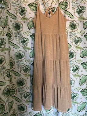 Aeropostale Neutral Beige Tiered Maxi Sundress